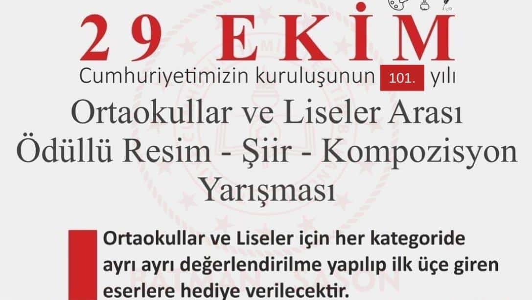 29 EKİM CUMHURİYET BAYRAMI ÖDÜLLÜ RESİM-ŞİİR-KOMPOZİSYON YARIŞMASI